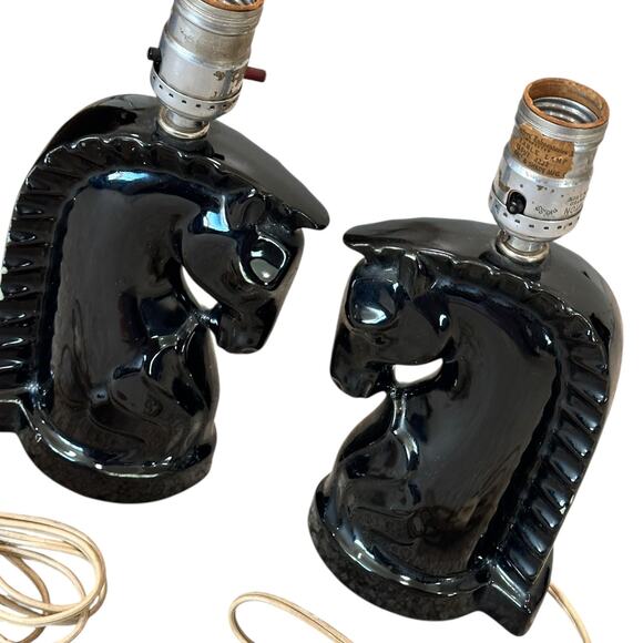 Vintage MCM Haeger Horse Head Matching Lamp Set - Picture 6 of 9